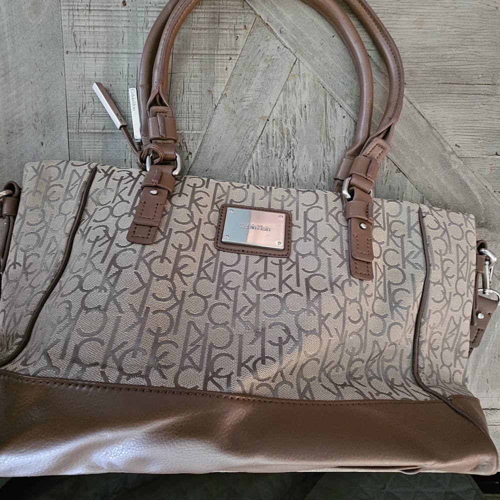 Calvin Klein Brown Monogram Tote Bag